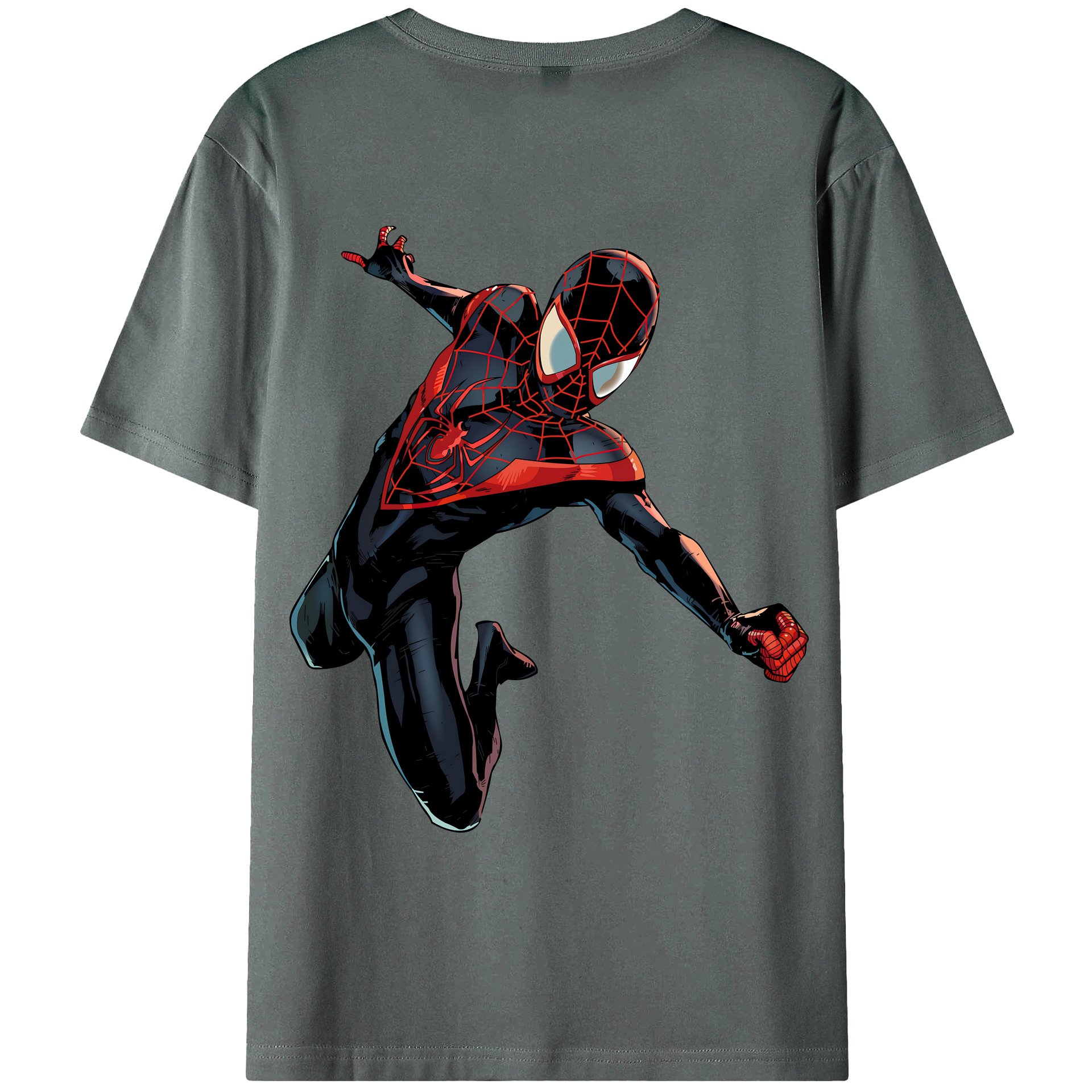 （画像用） Spider Man スパイダーマン 綿100％ メンズ半袖Tシャツ（バックプリント） 通気性